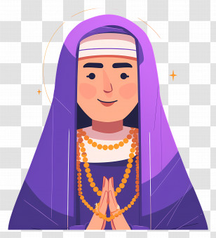 Arabian Nun - Praying Nun In Purple Robe Transparent PNG