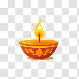 Diwali Lamp - Diya Oil Lamp Illustration With Flame For Diwali Transparent PNG