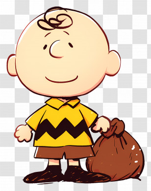 Charlie Brown - Cartoon Boy In A Zigzag Shirt Transparent PNG