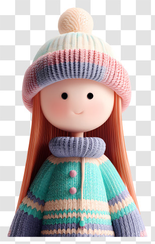 Girl In Winter Hat - Cute Winter Doll Illustration Transparent PNG