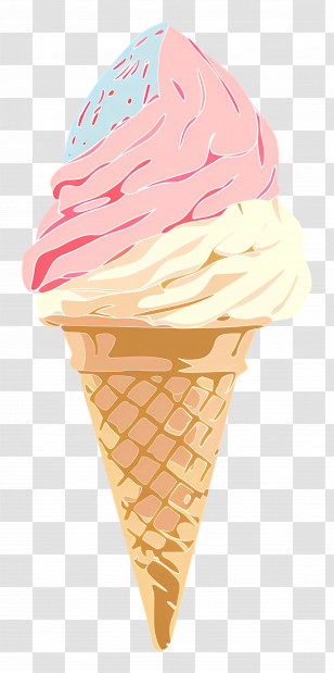 Gelato - Colorful Ice Cream Cone Illustration Transparent PNG