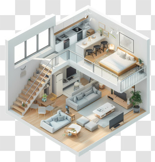 Loft - Modern Loft Apartment With Mezzanine And Stylish Interior Transparent PNG