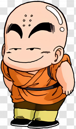 Krillin - Cartoon Monk In Orange Robe Transparent PNG