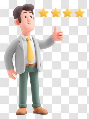 Businessman Giving Star Feedback - Cartoon Man With Stars For Business Rating Transparent PNG