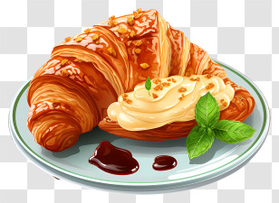 Croissant - Buttery Croissant With Cream For Breakfast Delight Transparent PNG