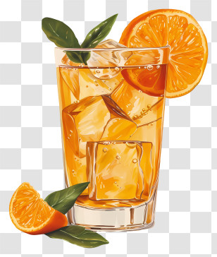 Orange Drink - Refreshing Orange Drink With Ice Transparent PNG