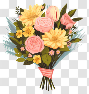 Bouquet Of Flowers - Beautiful Flower Bouquet Illustration Transparent PNG