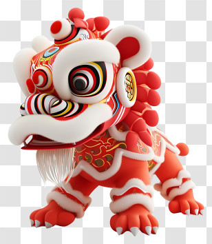 Chinese New Year - Traditional Chinese Lion Dance Costume Transparent PNG