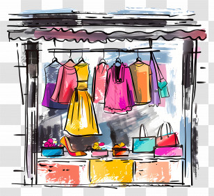 Fashion Boutique - Colorful Clothing Store Display Transparent PNG