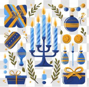 Hanukkah - Hanukkah Candles And Decorations Transparent PNG