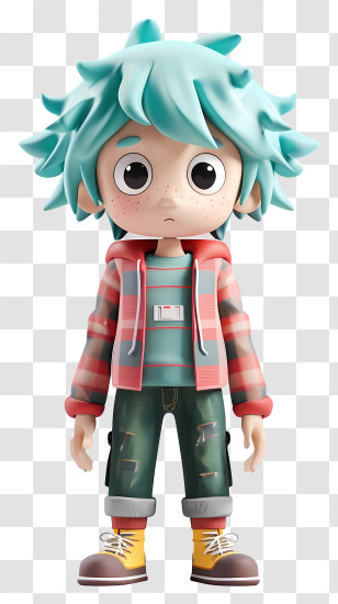 Scott Pilgrim - Blue-haired Boy 3D Model Illustration Transparent PNG