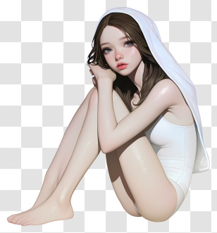 Anime Skin Care - Anime Girl With Towel Transparent PNG