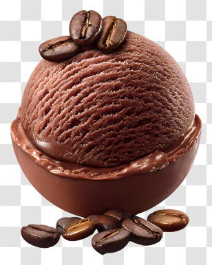 Colorful Ice Cream Scoop - Chocolate Ice Cream With Coffee Beans Transparent PNG