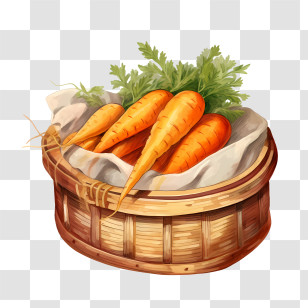 Carrot - Basket Of Fresh Carrots In Rustic Style Transparent PNG