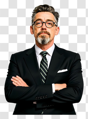 Businessman Looking Up - Senior Executive Arms Crossed Transparent PNG