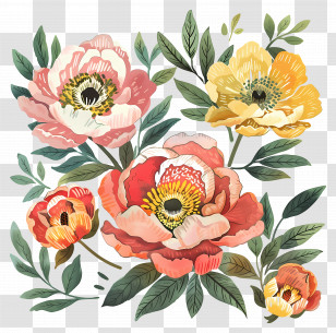 Peony Flower - Beautiful Flower Bouquet Transparent PNG