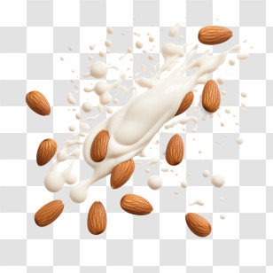 World Plant Milk Day - Almond Milk Splash With Whole Almonds Transparent PNG