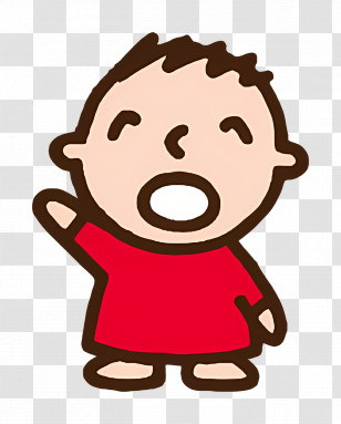 Minna No Tabo - Cartoon Child Waving In Red Shirt Transparent PNG