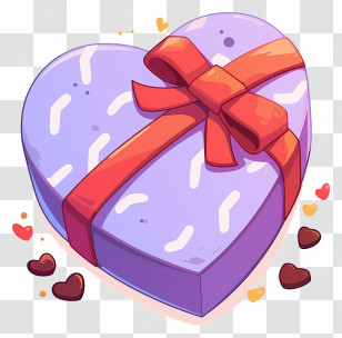 Chocolate Hearts - Heart-shaped Gift Box With Bow Transparent PNG