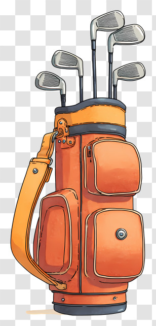 Golf Bag - Orange Golf Bag With Clubs Transparent PNG
