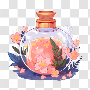 Perfume Bottle - Beautiful Floral Designed Perfume Bottle Transparent PNG