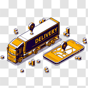 Icon - Delivery Truck And Mobile App Illustration Transparent PNG