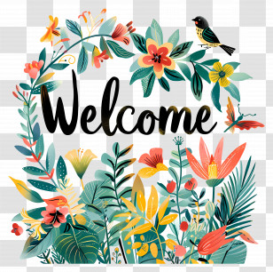 Welcome - Welcome Floral Wreath Illustration Transparent PNG