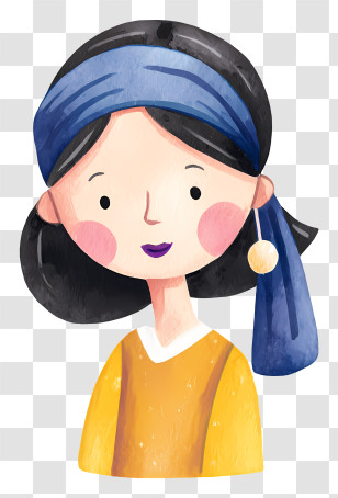 Girl With Pearl Earring - Girl With Blue Headscarf Illustration Transparent PNG