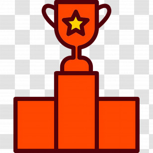 Trophy Podium - Orange Trophy On Podium Illustration Transparent PNG