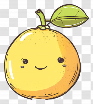 Doodle Lemon - Cute Smiling Orange Fruit Cartoon Transparent PNG