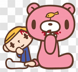 Gloomy Bear - Pink Bear And Child Transparent PNG