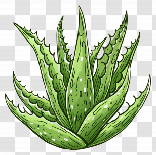 Green Aloe Vera Plant Illustration - Green Aloe Vera Plant Illustration Transparent PNG