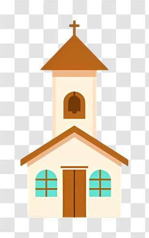 Baptism - Cute Church With Bell Tower Transparent PNG