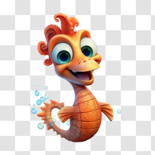 Seahorse - Charming Seahorse Cartoon Illustration Transparent PNG