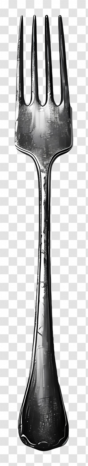 Fork - Monochrome Fork Illustration In Artistic Style Transparent PNG