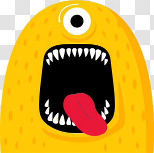 Icon - Cute Yellow Monster With Open Mouth Transparent PNG