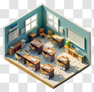 School Class - Bright And Organized Classroom Interior Transparent PNG