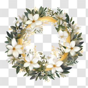 Jasmine Wreath - Floral Wreath With White Flowers Illustration Transparent PNG