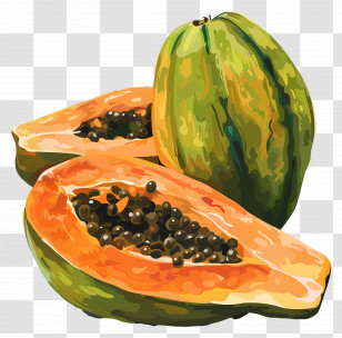 Papayas - Fresh Papaya Slices Illustration Transparent PNG
