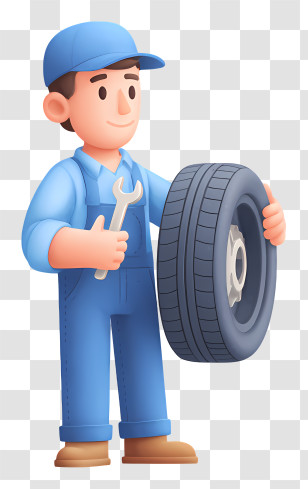 Automotive Repair Service - Friendly Mechanic With Tire Transparent PNG