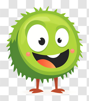 Kawaii Kiwi Monster - Green Cartoon Character With Smile Transparent PNG