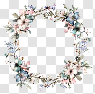 Wedding Frame - Floral Wreath With Pastel Flowers Transparent PNG