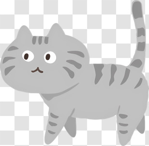 Grey Cat - Cute Gray Cartoon Cat Transparent PNG