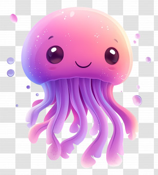 Jelly Fish - Cute Jellyfish Cartoon In Gradient Pastel Colors Transparent PNG