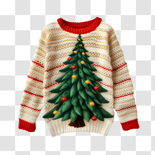 Christmas Sweater - Cozy Christmas Sweater With Tree Design Transparent PNG