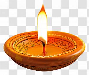 Diwali Lamp - Lit Clay Oil Lamp With Flame Transparent PNG