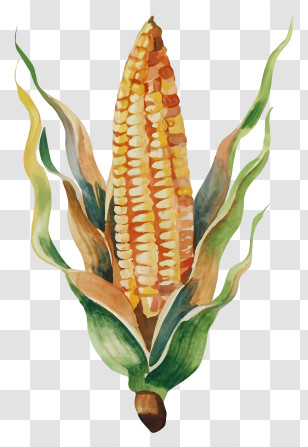Watercolor Painting - Watercolor Illustration Of Corn With Husk Transparent PNG