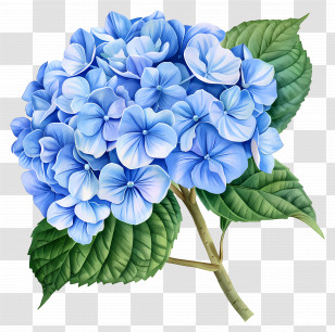 Blue Hydrangea Flower - Beautiful Blue Hydrangea Flowers Transparent PNG