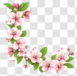 Flower Banner - Pink Cherry Blossoms On Branch Transparent PNG