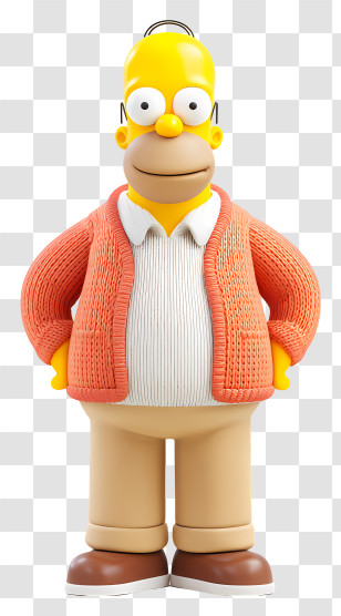 Homer Simpson - Cartoon Character In Orange Sweater Transparent PNG